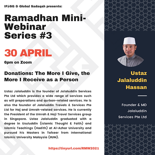 Ramadhan Webinar Series Sadaqah The More I Give The More I Receive As A Person with Ustaz Jalaludd